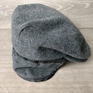 VTG Pendelton Virgin Wool Newsboy Gatsby Cabbie Golf Hat Cap Gray Ear Flaps Sz S